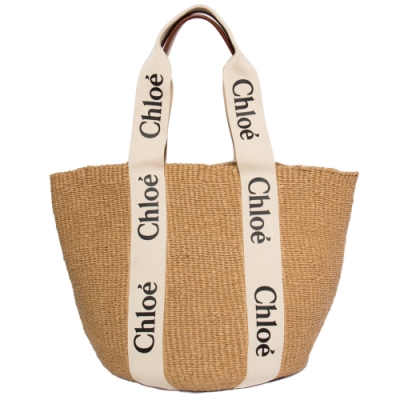 Chloe 草編托特包 (米 x 白) LARGE WOODY BASKET
