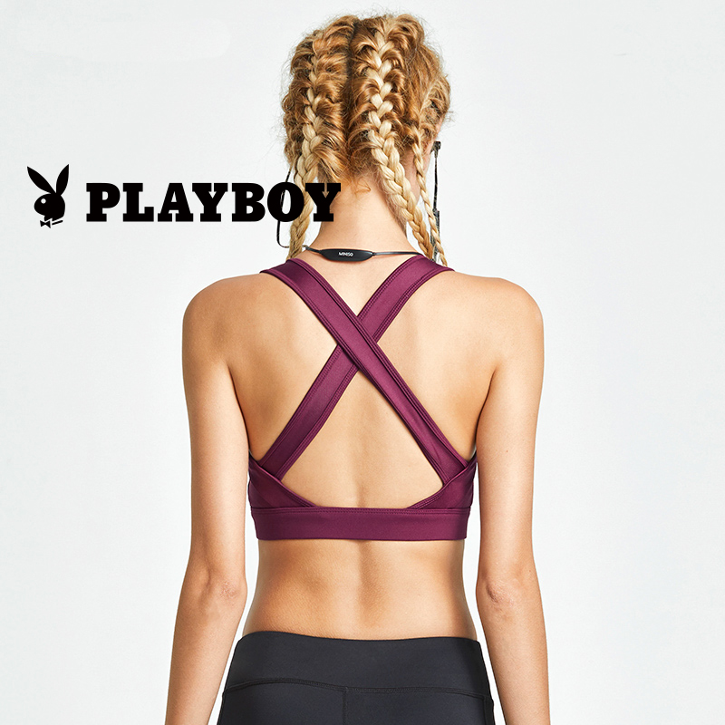 領券滿千折100 |【PLAYBOY】 美背瑜珈運動內衣/交叉肩帶/加倍支撐(紫色、黑色)【露禾思】▸【歡慶十十樂】全站消費滿1000折100：2010CP100A