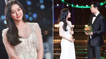 太甜蜜！金智媛「披王妃婚紗」與朴敘俊 同台領KBS演技大賞 ！