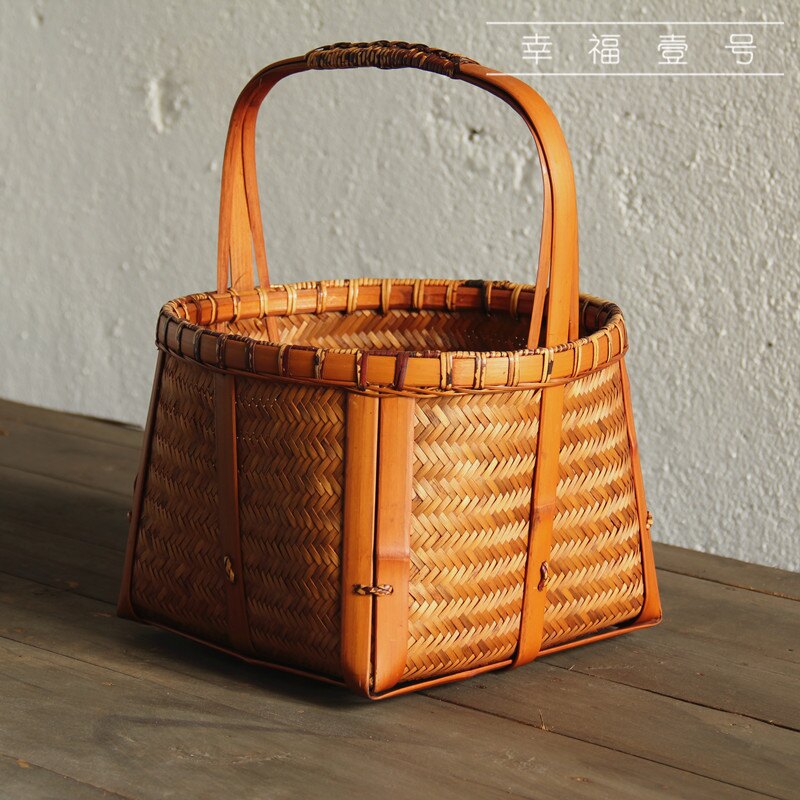 精品竹編 竹籃 竹筐 籮筐 提籃 提柄 茶道 收納 籃 子 都籃竹編