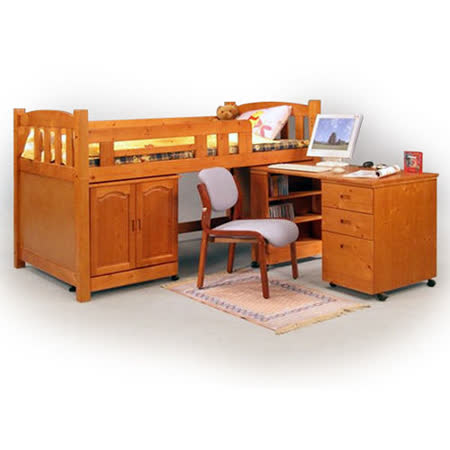 選用高級實木，耐磨耐用又穩固 櫃子及書桌可依需求移動變換位置 床架搭配櫃子，締造更多收納空間 專人到府免費組裝，方便又省力 台灣嚴選製造，品質佳，質感優