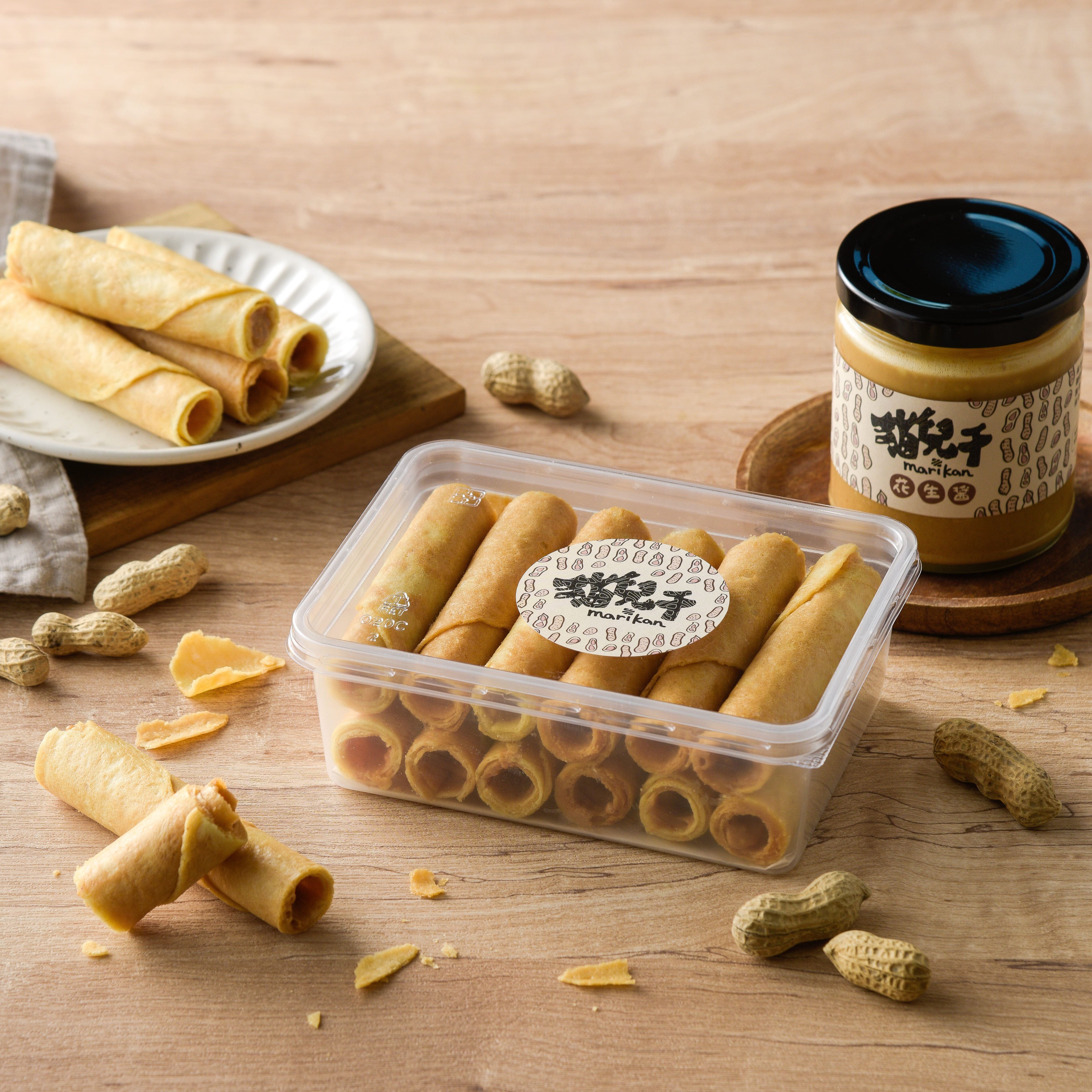 貓兒干村貓兒干村 顆粒花生醬蛋捲 香濃不膩口 蛋捲 灌餡蛋捲 愛餡蛋捲 香脆蛋香蛋捲與濃郁的花生醬美妙滋味