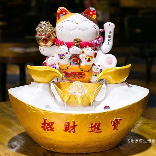 招財貓開業禮品流水噴泉風水輪店鋪財神爺創意招財擺件結婚禮物