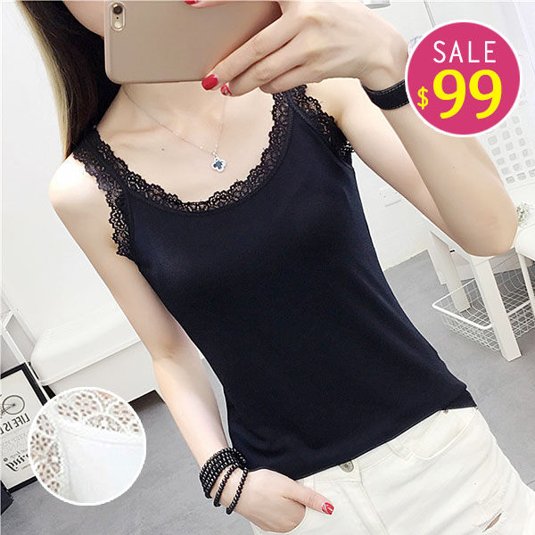 BOBO小中大尺碼【008】小可愛蕾絲肩帶背心 共2色 現貨