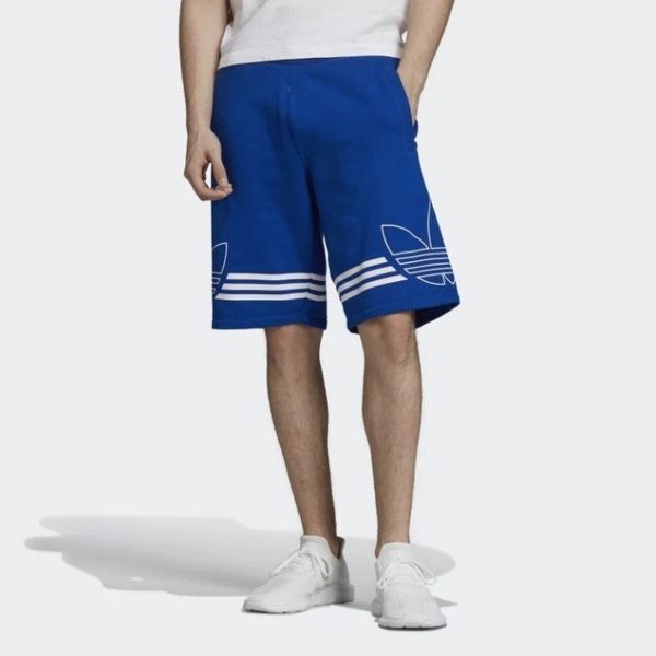 ISNEAKERS ADIDAS originals 三葉草 藍色短褲 棉褲 運動休閒 復古 男款 EJ8791