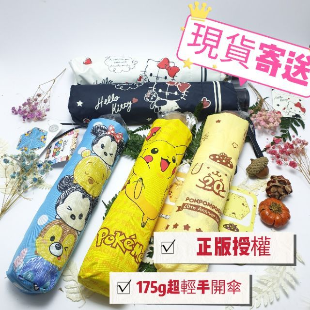 正品現貨 迪士尼手動傘/史迪奇/Kitty/皮卡丘/布丁狗/美樂蒂/蛋黃哥 輕量大傘面6K傘