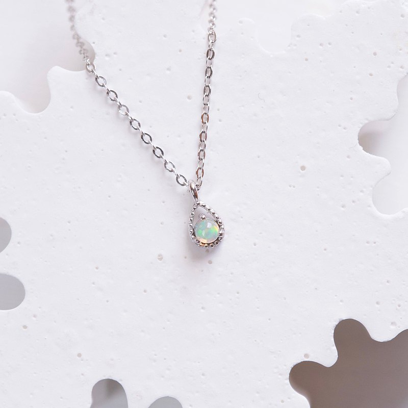 蛋白石925純銀典雅小水滴項鍊