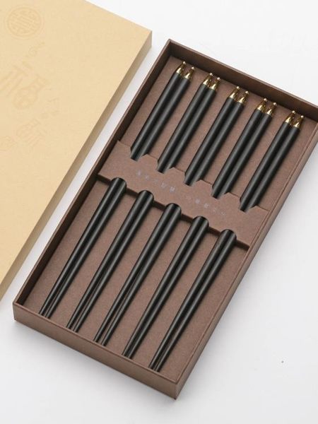 高檔紅木筷子家用分人專用快子家庭裝分用紫光檀商用禮盒套裝定制