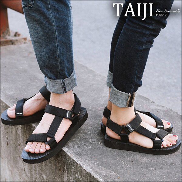 潮流涼鞋拖鞋‧情侶款EVA防滑鞋底織帶涼鞋拖鞋‧一色【NTJBXC022】-TAIJI