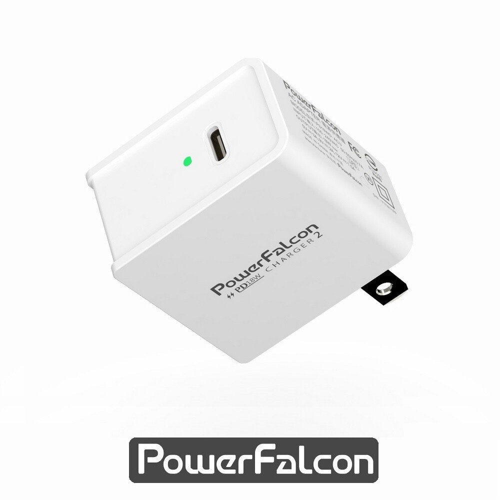 * 台灣設計品牌PowerFalcon 18W USB-C PD快速充電器 * 搭配C to Lightning線(需另外購買), 完美支援iphoneX/11, 實現PD快充 * 相容性最佳, 支援
