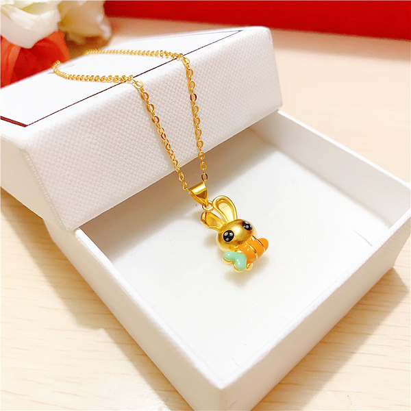 UDTRend 珠寶~越南沙金小兔子項鍊女仿真黃金十二生肖兔子鎖骨項鍊久不褪色首飾