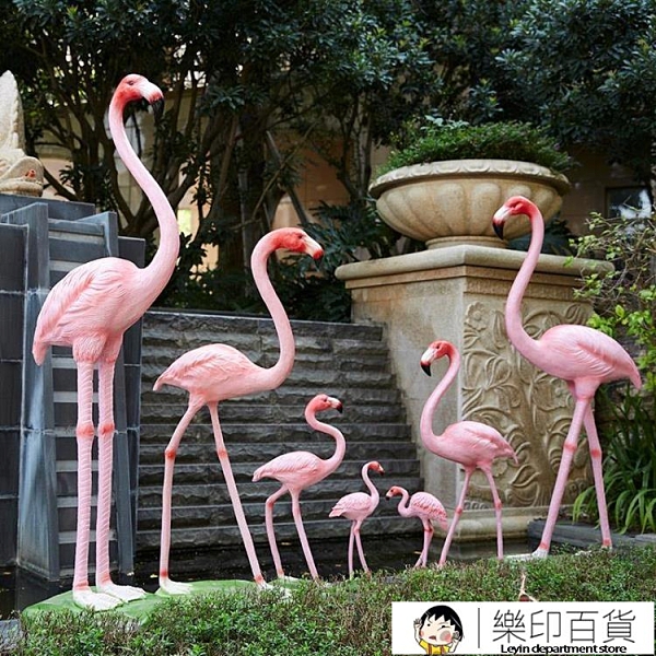 仿真火烈鳥擺件戶外花園庭院景觀店鋪婚慶玻璃鋼雕塑動物