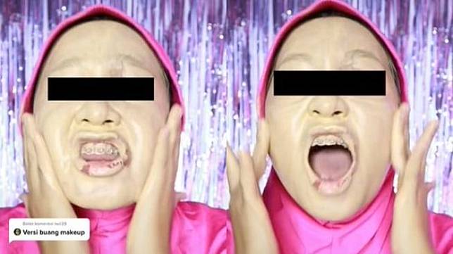 Viral Cewek Make Up Wajah Pakai Foundation Satu Botol. (TikTok)