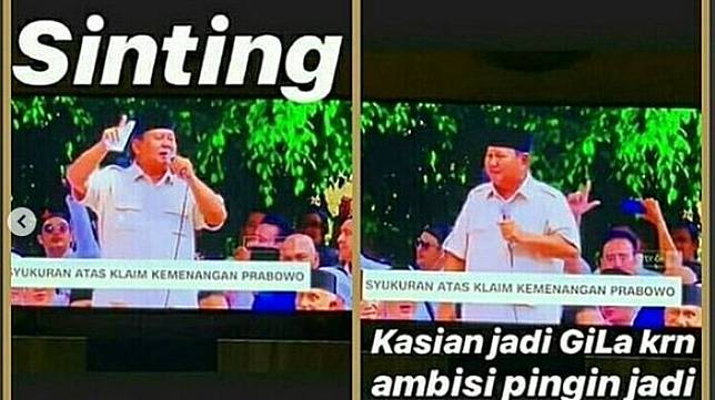 Unggahan istri Andre Taulany, Erin Taulany yang dianggap hina Prabowo.