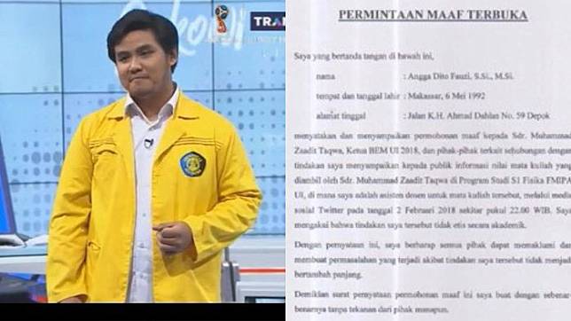 Heboh Surat Permintaan Maaf Terbuka Untuk Zaadit Taqwa Saya Akui Tindakan Itu Kurang Etis Kenapa Tribunnews Com Line Today