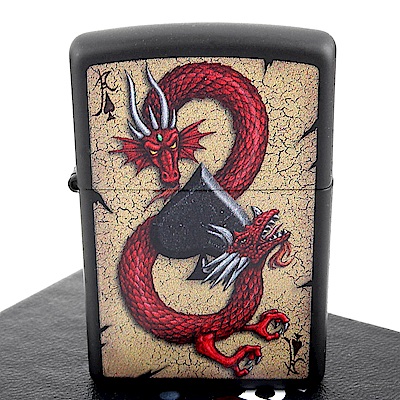 ZIPPO 美系~Dragon Ace-黑桃A龍圖案設計打火機