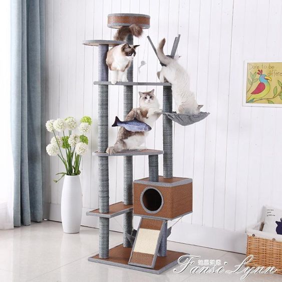 貓跳臺 實木劍麻貓爬架寵物貓玩具貓抓架貓窩多功能貓玩具貓跳臺貓爬架