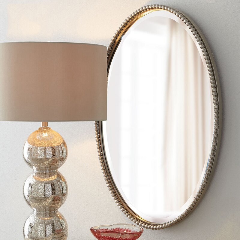 歐式梳妝鏡臥室復古壁掛中古掛墻美式宮廷風橢圓形梳妝臺化妝鏡子