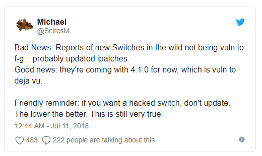 Switch破解GG了！任天堂修復了駭客所謂「無法修復」的漏洞