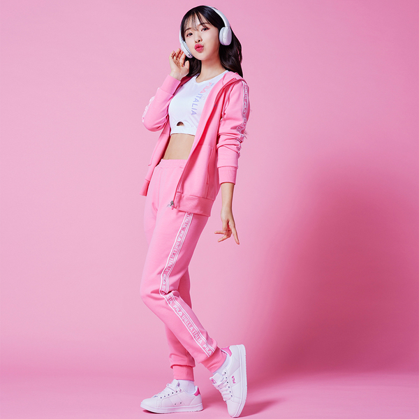 FILA #李多慧代言款 女吸濕排汗織帶長褲-桃色 5PNX-5318-PC