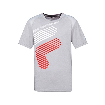 FILA 男款抗UV吸濕排汗T恤-淺麻灰 1TET-1304-MY