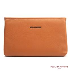 CUMAR 義大利-Nappa 皮革手拿包/鏈帶包/肩背包-橘黃色