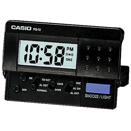 CASIO PQ-10-1 輕便型數位鬧鐘/黑 PQ-10-1R