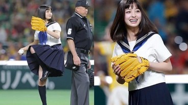 ​「天使美少女」橋本環奈水手服開球 意外投出晴空塔魔球！