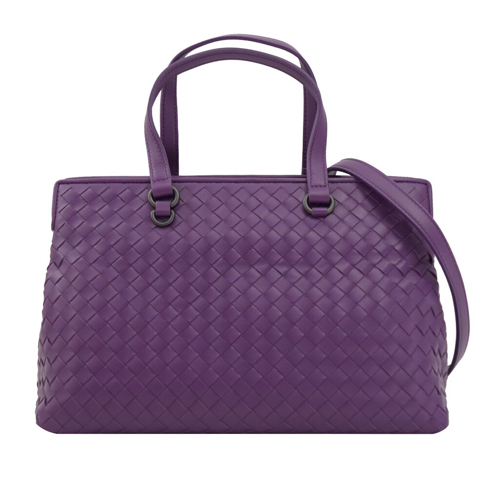 BOTTEGA VENETA 專櫃商品 598198 手工編織小羊皮兩用包.紫