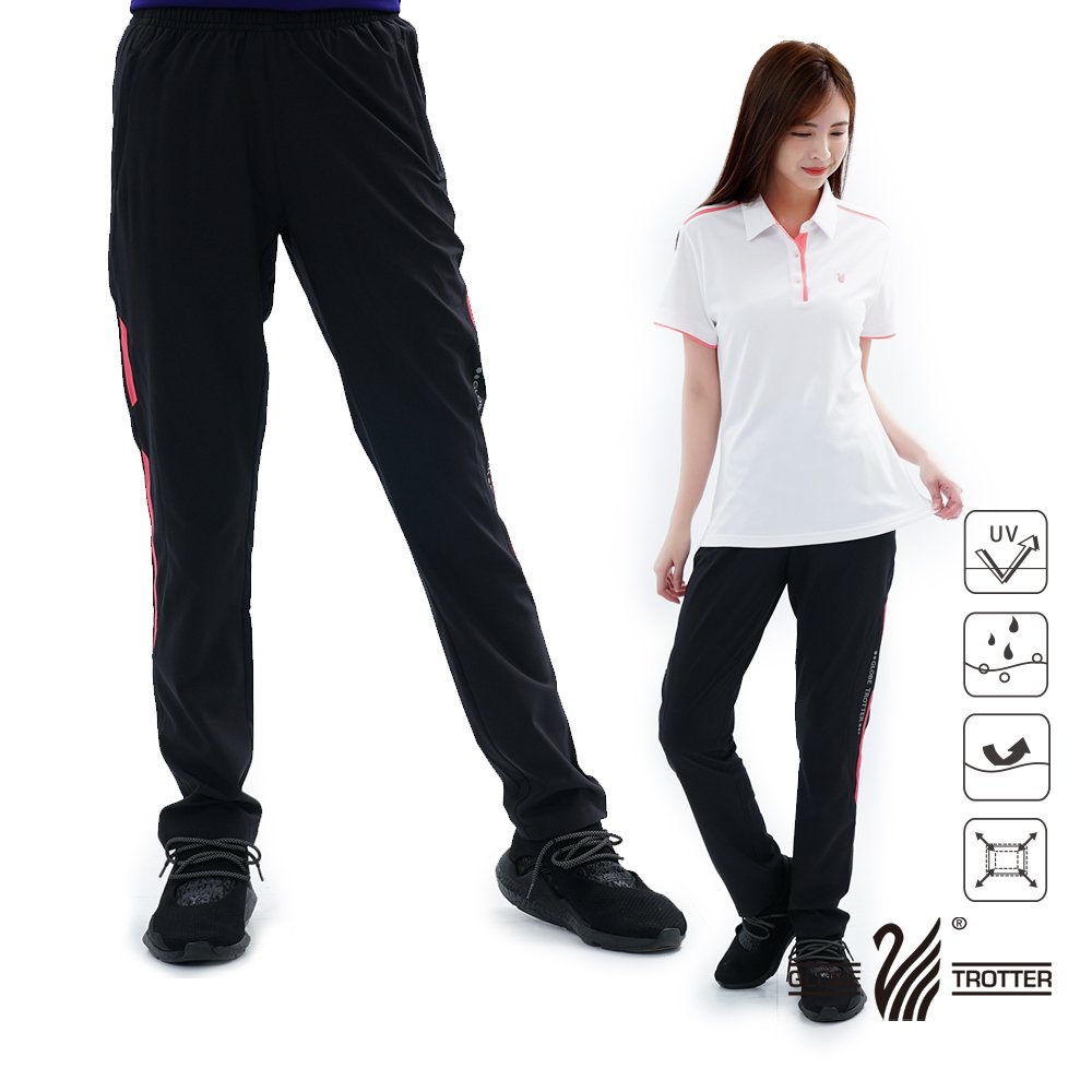 【遊遍天下】中性款防風防潑水速乾反光運動長褲GP10006黑粉