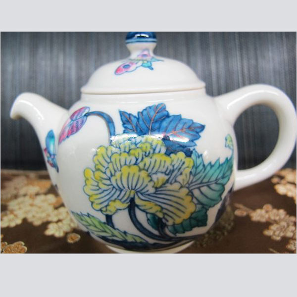 存仁堂 粉彩花卉 茶壺 全祥茶莊 OA39