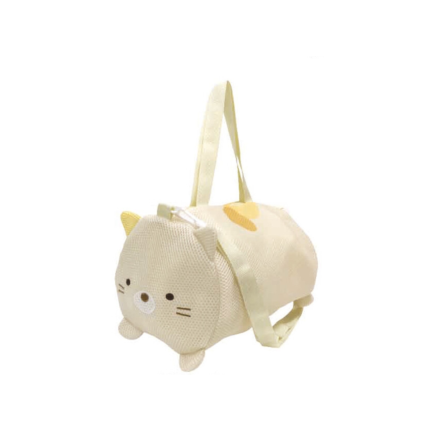 超可愛角落生物來啦～～。可側背、手提。容量夠大，當行李袋也OK。網眼材質，可機洗;近幾年竄升為人氣王的角落生物，萌翻天的外表、喜歡躲在小角落的可愛設定，讓編媽也忍不住深陷其魅力！這次就要帶來多種可愛的