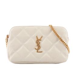 ◎歐系大牌 熱燒不減|◎名媛愛牌 全場焦點|◎精緻車紋 美麗優雅品牌:YvesSaintLaurent/YSL品牌定位:國際精品背法:斜背/側背包款:斜背包/側背包顏色:白色系外層材質:動物真皮革外層
