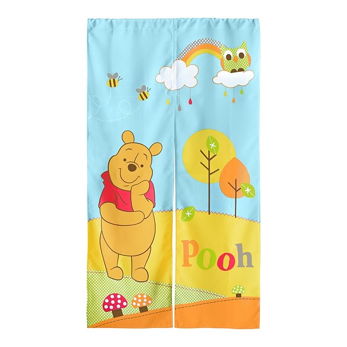 Disney小熊維尼田園長門簾-藍150x85cm