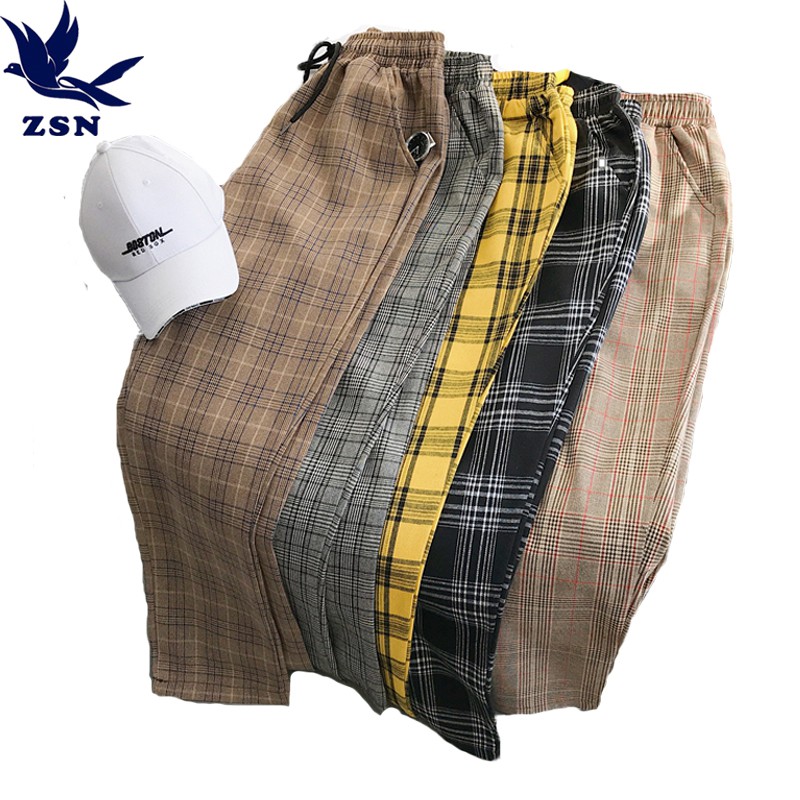 大尺碼M-5XL 復古格子休閒長褲 日系寬鬆直筒格子褲 簡約百搭流行顯瘦休閒寬褲 個性原宿風BF長褲 男生長褲 運動褲子