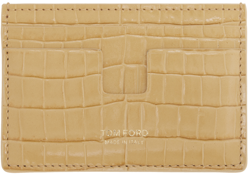 TOM FORD 驼色鳄鱼纹压花卡包