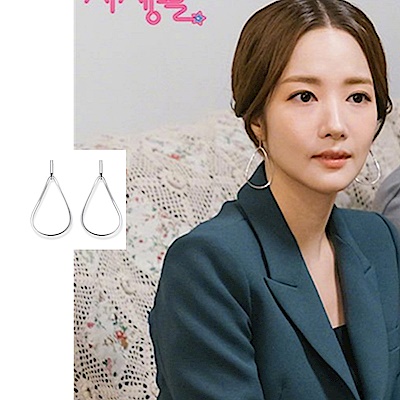 韓劇朴敏英她的私生活韓國925銀鏤空几何耳環