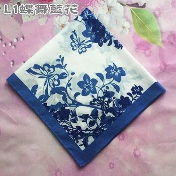 easy 40x40cm女用印花純棉手帕/環保方巾/手絹/領巾 可水洗重覆使用 擦汗 包裹物品Lohogo樂馨生活館