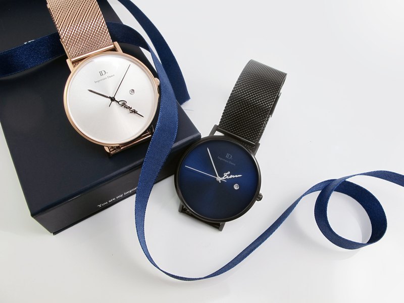 客製化姓名指針手錶-精緻太陽紋 成雙成對