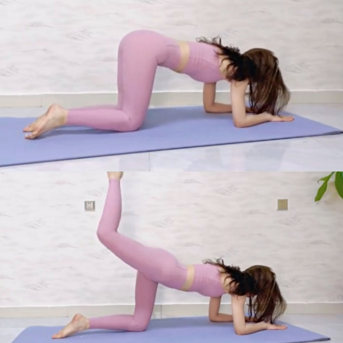 高強度縮臀瘦腿運動9：跪姿後踢腿