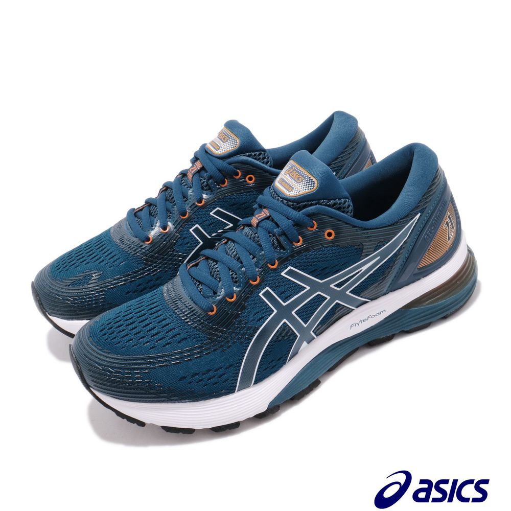 ASICS 慢跑鞋 Gel-Nimbus 21 運動 男鞋 亞瑟士 路跑 避震 透氣 舒適 球鞋 黑 藍 [1011A169402]