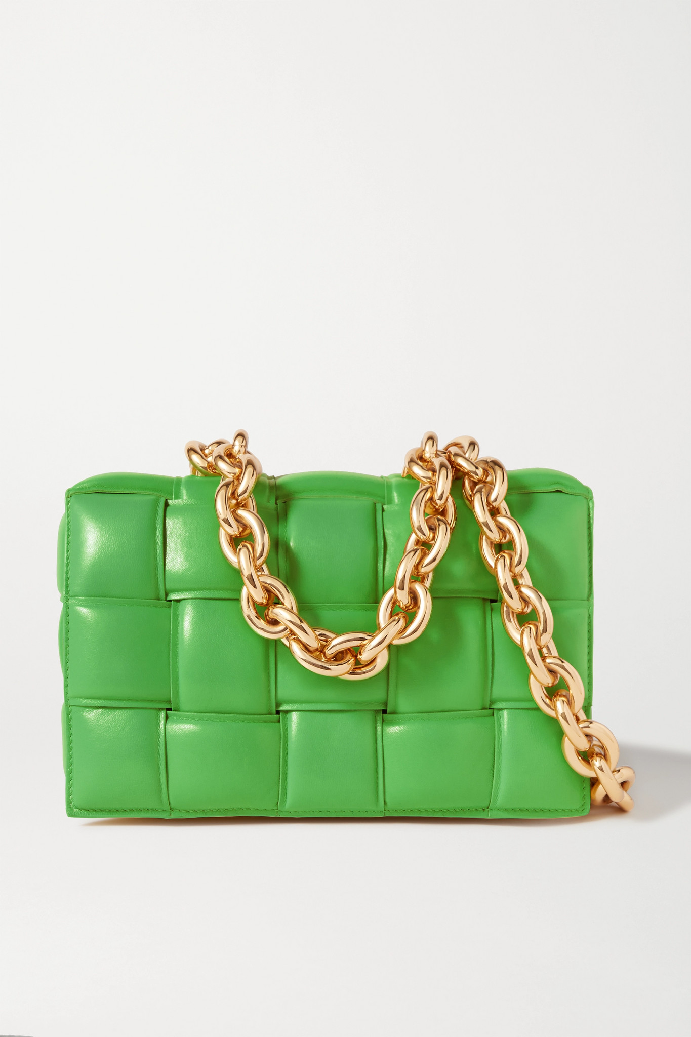 BOTTEGA VENETA - Cassette Chain-embellished Padded Intrecciato Leather Shoulder Bag - Green - one si