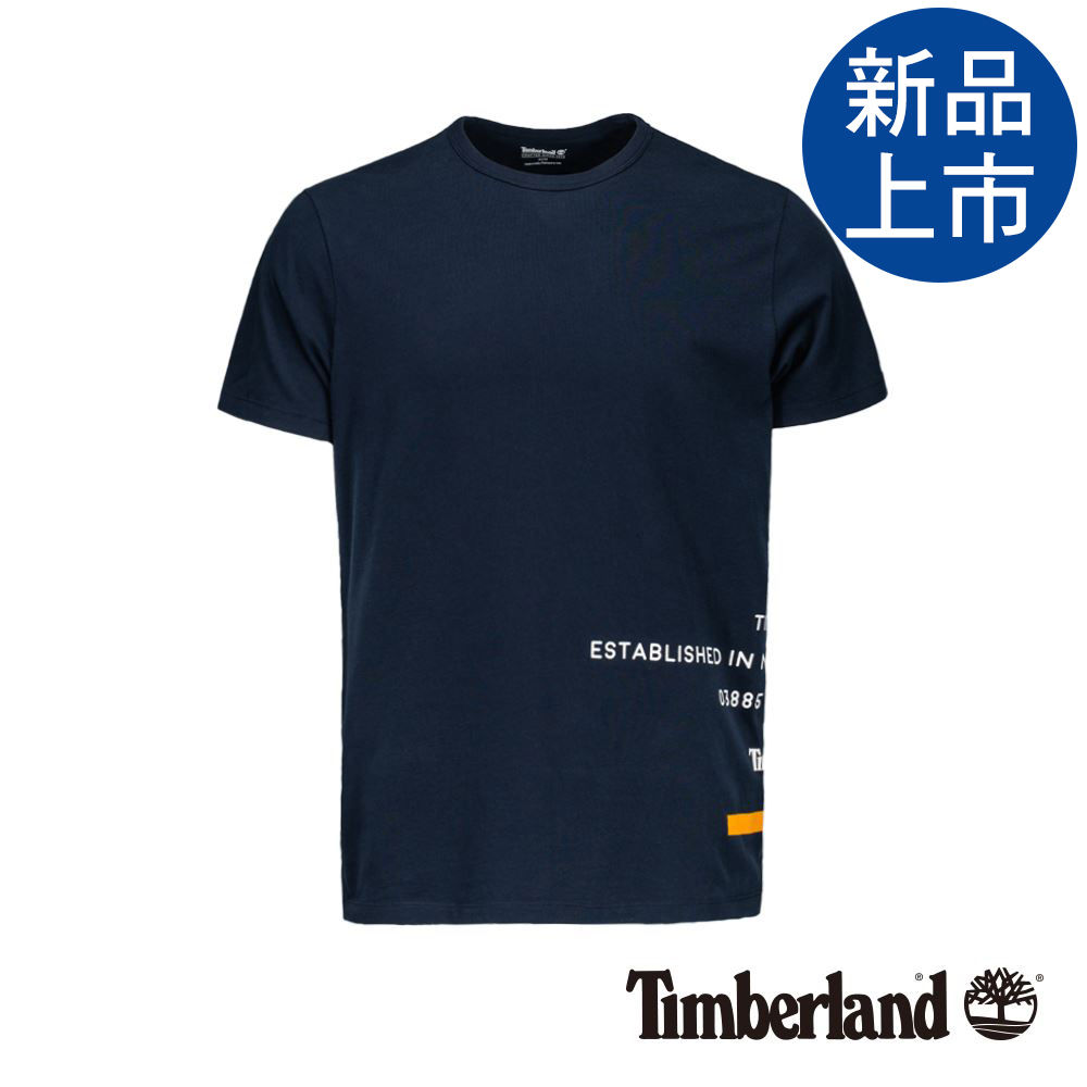 Timberland 男款深寶石藍反光印花短袖T恤|A1ZWC433