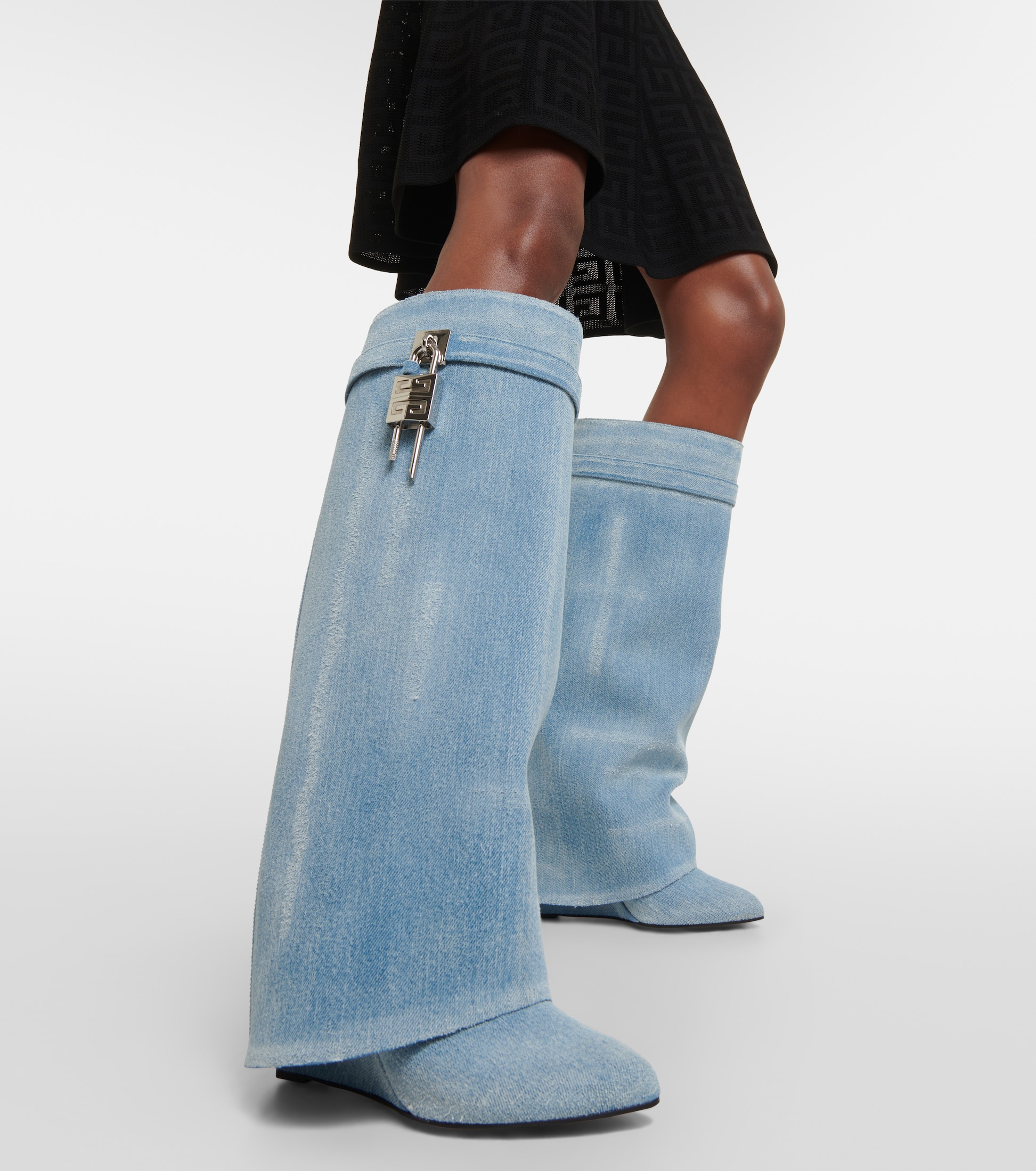 GIVENCHY Shark Lock washed denim boots