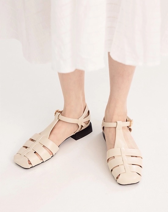 D+AF 慵懶假期．方頭T字魚骨編織涼鞋