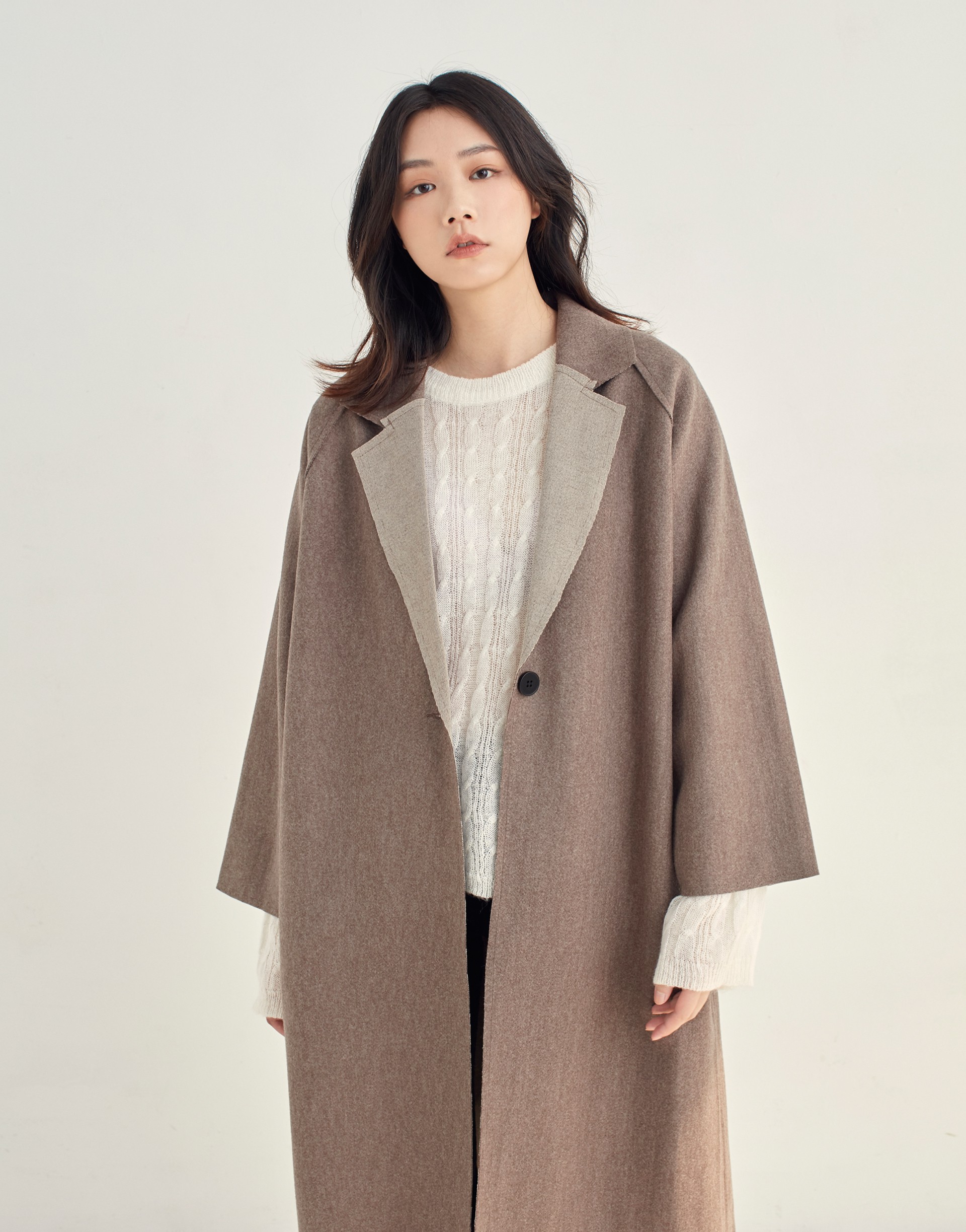 質感輕毛呢單釦大衣-女-Genquo