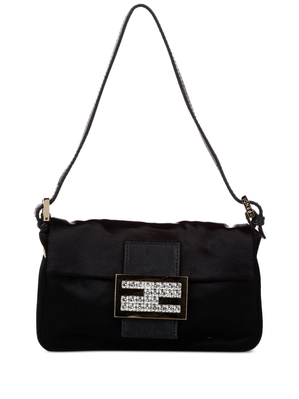 Fendi Pre-Owned - Mamma Baguette shoulder bag - women - Satin/Calf Leather - One Size - Black