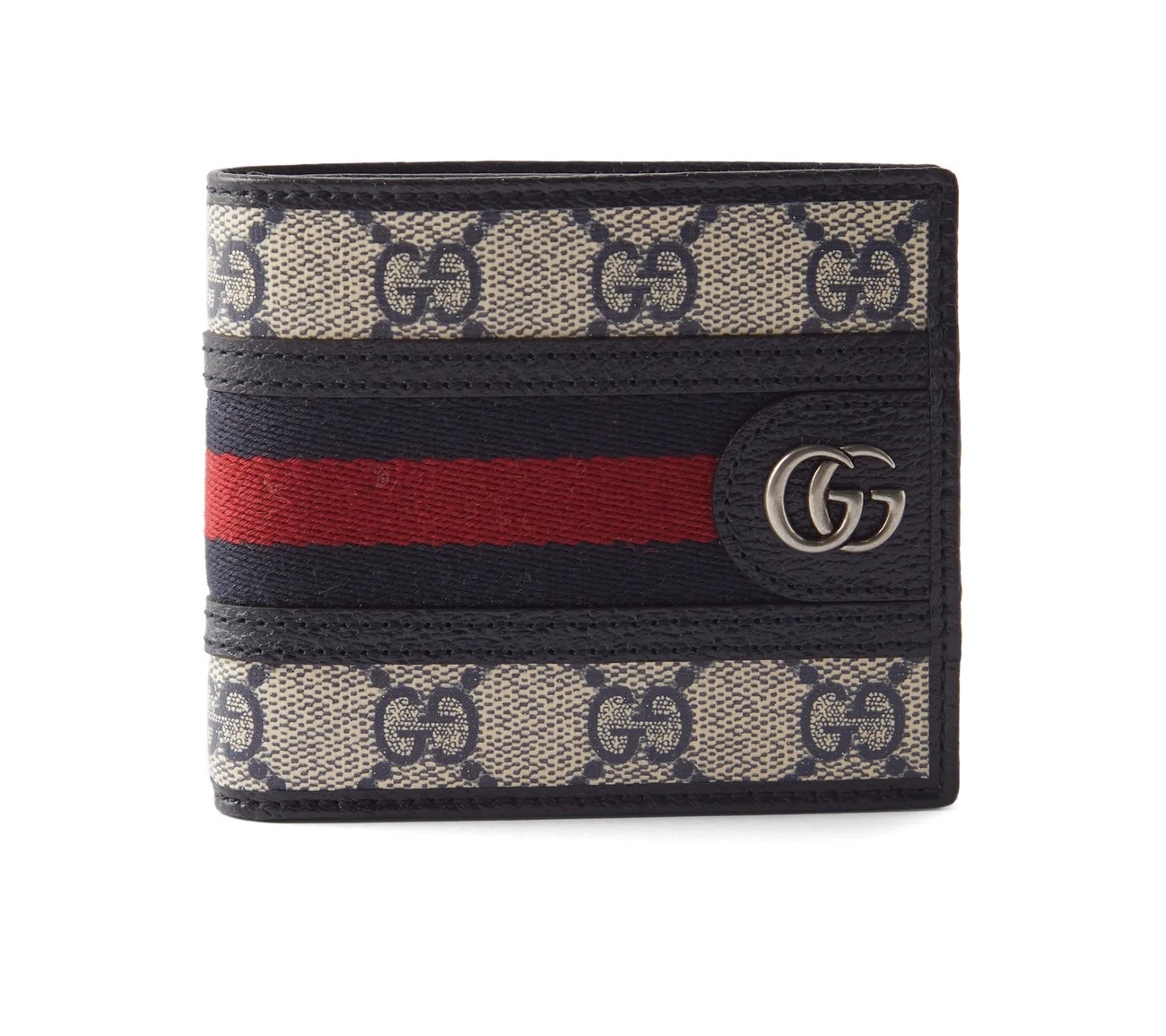 GUCCI GG-monogram Web-stripe leather-trim wallet