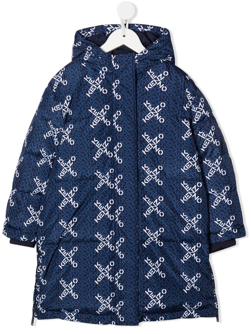 Kenzo Kids - logo-print feather-down coat - kids - Polyester/Polyester/Feather Down - 3 yrs - Blue