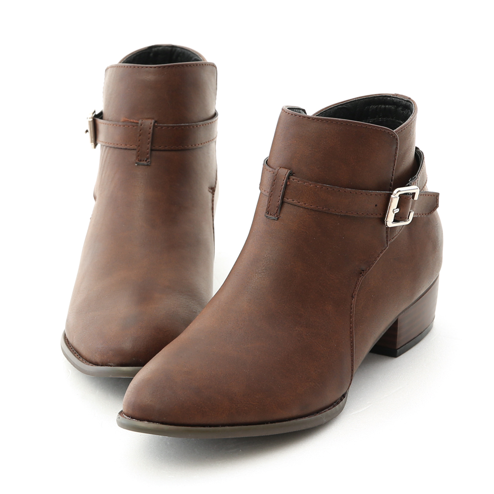 D+AF 獨特焦點．質感細釦環低跟短靴